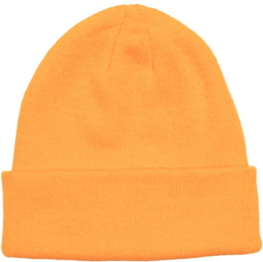 Beanie Unisex Σκούφος Πλεκτός σε Πορτοκαλί χρώμα