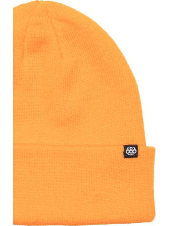 Beanie Unisex Σκούφος Πλεκτός σε Πορτοκαλί χρώμα