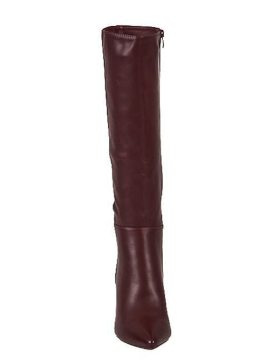 High Heel Women's Boots with Zipper Burgundy