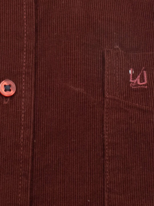 Long-sleeved Corduroy Shirt Burgundy