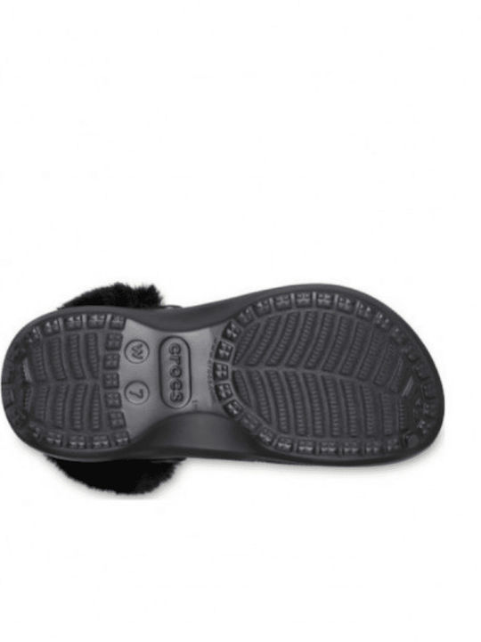 Crocs Classic Platform Femei Sabot cu blană Negre