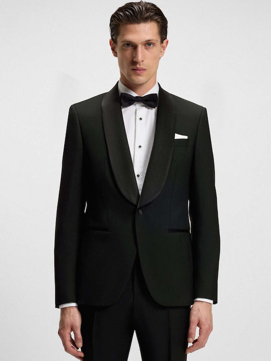 H Huge Men's Winter Suit Slim Fit Black
