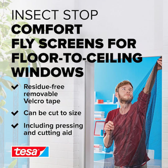 Tesa Comfort Σίτα Παραθύρου με Σκρατς Σταθερή Λευκή 240x120cm