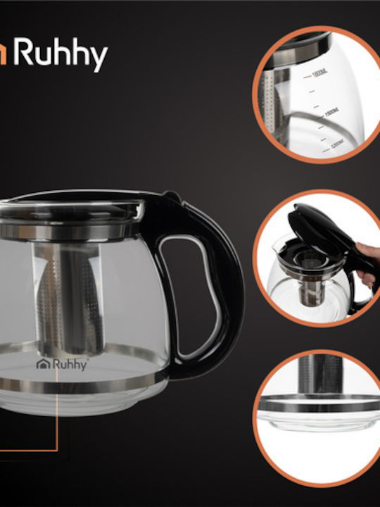 Ruhhy Τσαγιέρα με Φίλτρο Γυάλινη Διάφανη 2000ml
