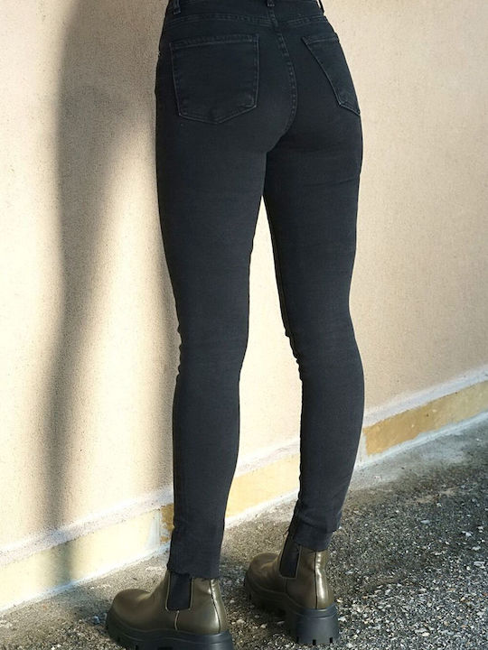 SourLouLou High Waist Women's Jean Trousers Slim Fit Black