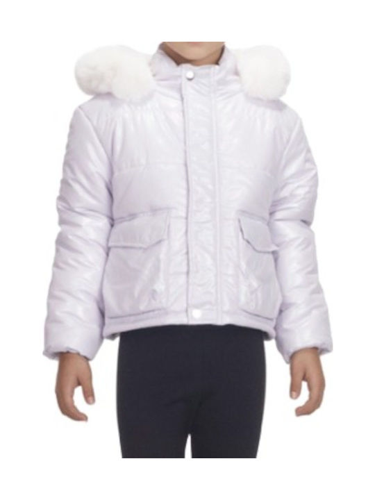 Kids' Casual Jacket with Hood Lilac Iridescent
