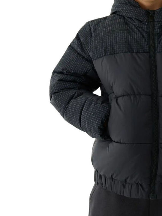 Kids Quilted Short Jacket with Lining and Hood Black