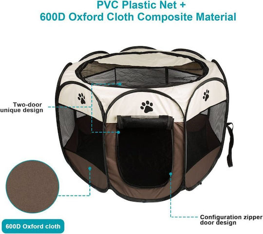 Foldable Park Dog Octagon made of Fabric 98 x 98 x 58cm