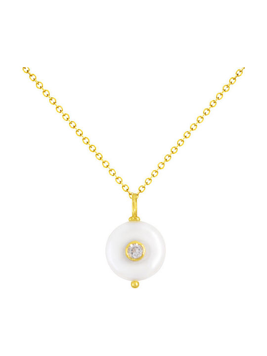 Pandantiv 925 Argint Placat Cu Aur Alb Perlă Zircon F126575