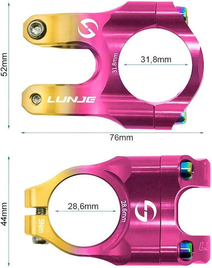 Lunje Handlebar Stem A-head 31.8 Yellow-Pink