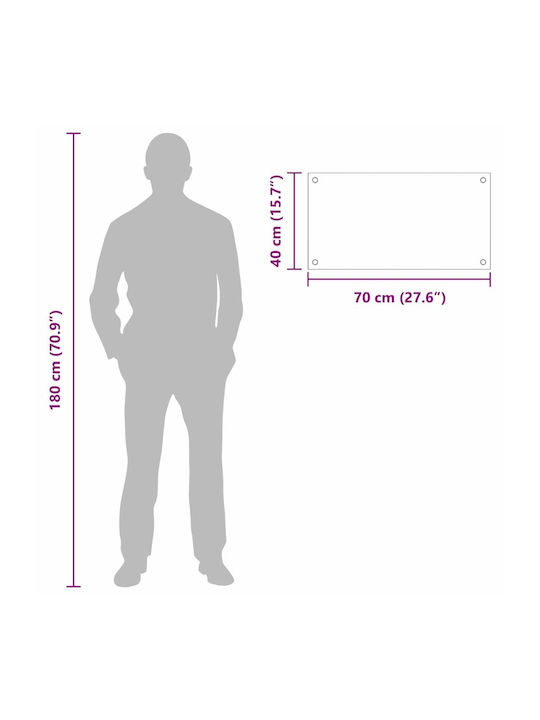vidaXL Rectangular Glass Back in Light Gray 70x40cm 3415446 2 Pieces