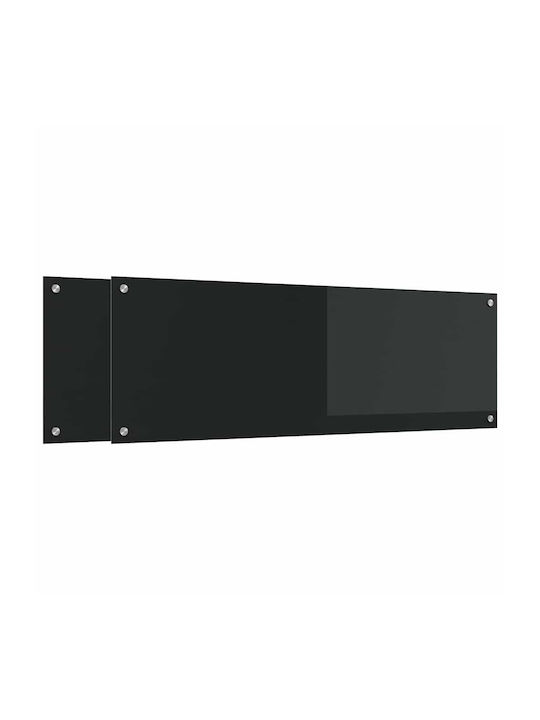 vidaXL Rectangular Glass Back Black 120x40cm 3415497 2 Pieces