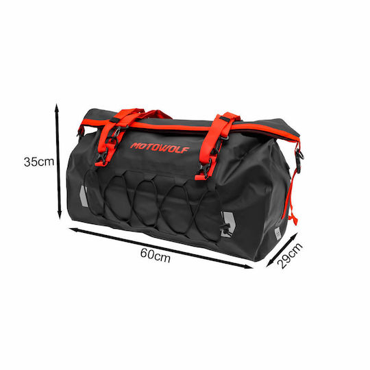 Motowolf Mb4r66l Motorcycle Tail Bag Waterproof 66lt In Black Colour