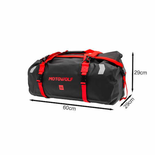 Motowolf Motorcycle Tail Bag Waterproof 66L Black/Red