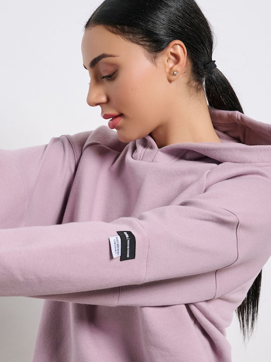 Cropped Women's Sweatshirt Hooded Pink