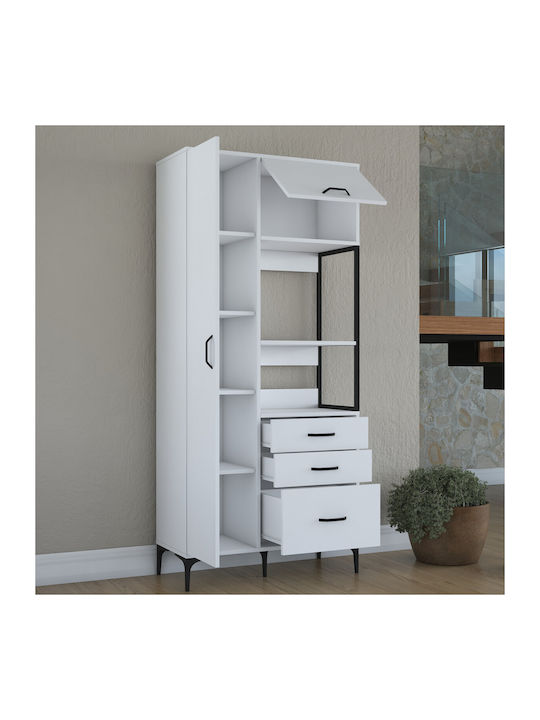Μπουφές White Ξύλινος White 90x40x198.6cm