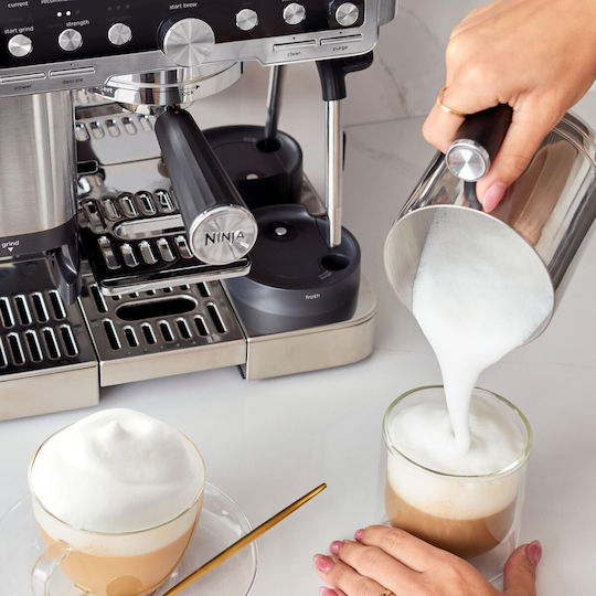 Ninja Luxe Cafe Pro Series Αυτόματη Μηχανή Espresso 1650W Πίεσης 15bar για Cappuccino με Μύλο Άλεσης Καφέ