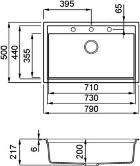 Karag Sintesi 130 Drop-In Kitchen Sink Made of Liquid Granite L79xW50cm Green
