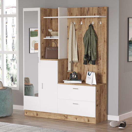 Mobilier de Intrare cu Dulap pentru Pantofi Pine-white 140x36.8x181.8cm