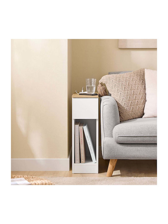 Wooden Bedside Table White 20x35x60cm