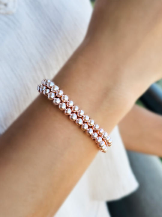 14K Gold Bracelet Clasp 2 Rows Salmon Pearls B122877