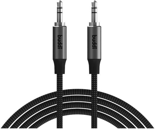 Buddi 3.5mm Male To 3.5mm Male Black 1m Audio Cable With Gold Plated Terminals
