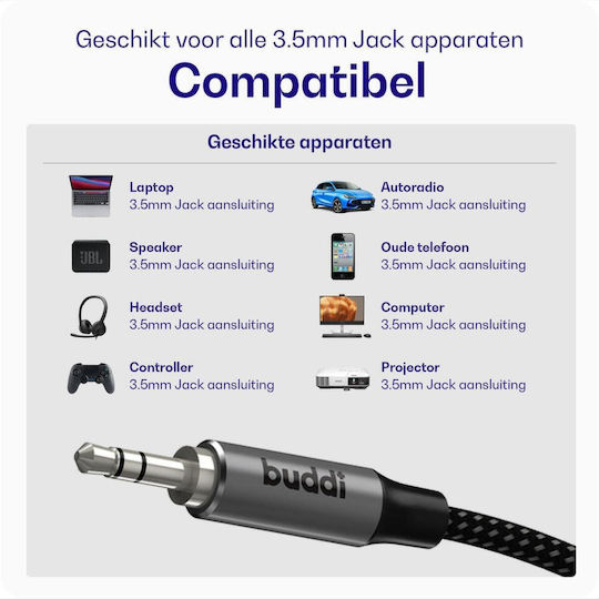 Buddi 3.5mm male - 3.5mm male Cable Black 5m