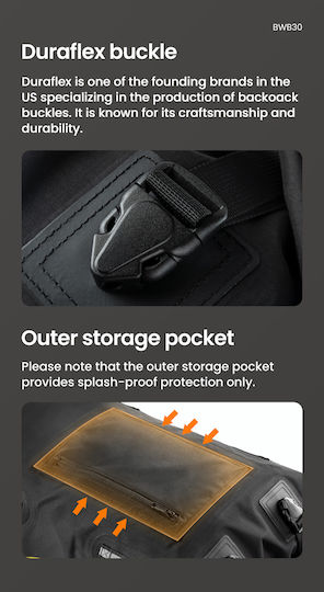 Loboo Waterproof Motorcycle Tail Bag 30lt Black
