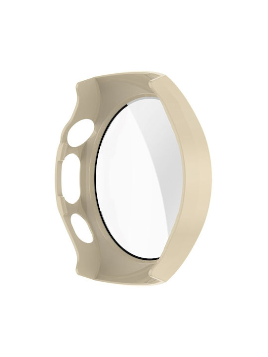 Пластмасов Калъф със Стъкло в Бежов цвят за Huawei Watch 5 - 46 мм