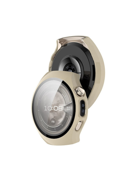 Пластмасов Калъф със Стъкло в Бежов цвят за Huawei Watch 5 - 46 мм