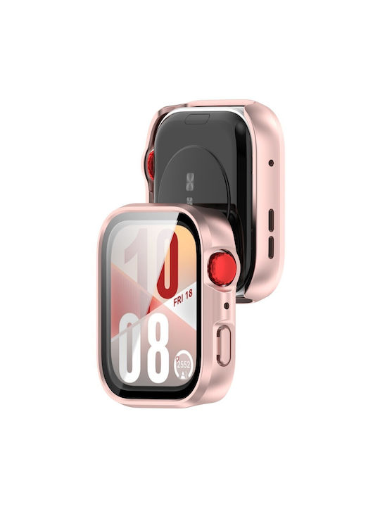 Пластмасов Калъф със Стъкло в Розов цвят за Huawei Watch Fit 4