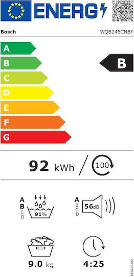 Bosch WQB246CNBY Tumble Dryer 9kg with Heat Pump