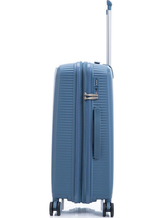 RCM Medium Hard Blue Travel Suitcase with 4 Wheels Height 66cm
