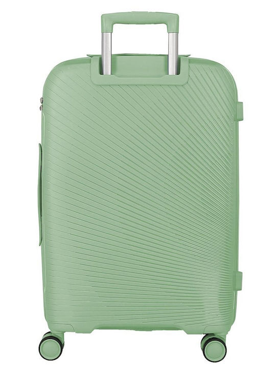 Roll Road Valiză de Călătorie Medie Dură Verde cu 4 roți Înălțime 64cm