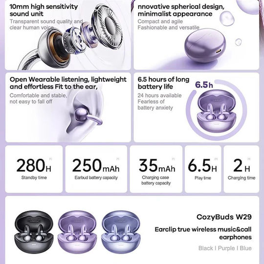 Remax Cozybuds W29 Bluetooth Handsfree Ακουστικά με Θήκη Φόρτισης Λευκά
