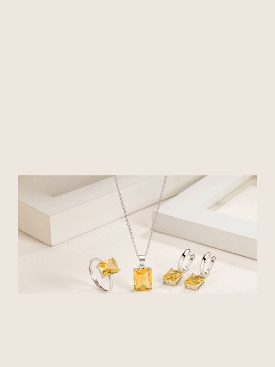 Queen Schmuckset S925 Rechteckige Citrin Queen Schmuckset S925 Rechteckige Citrin