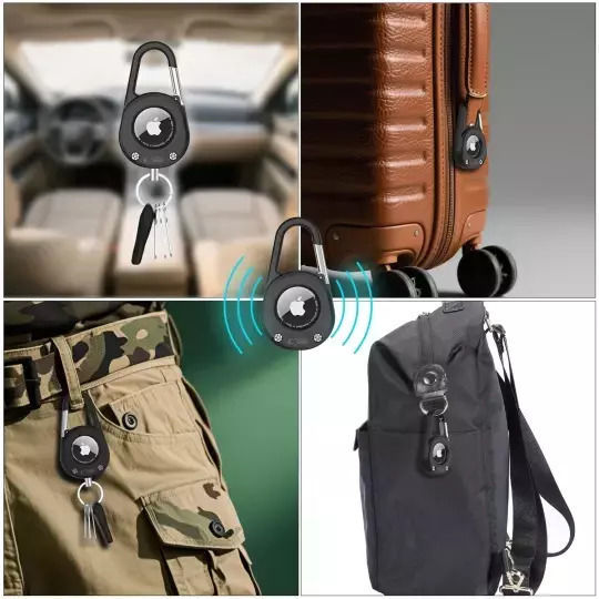 Tech-Protect Slidelock Carabiner Θήκη Μπρελόκ για AirTag σε Μαύρο χρώμα