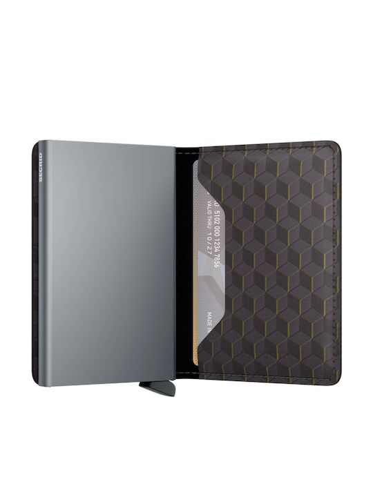 Slimwallet Optical Кожен Мъжки Портфейл с RFID Сив
