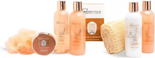 IDC Institute Scented Bath Orange & Cinnamon Skin Care Set for Body Cleaning 8pcs