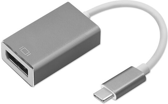 Qoltec Convertor USB-C masculin în DisplayPort feminin Argintiu 1buc 50429