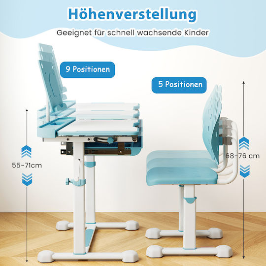 Kinderschreibtisch aus Melamin Blau