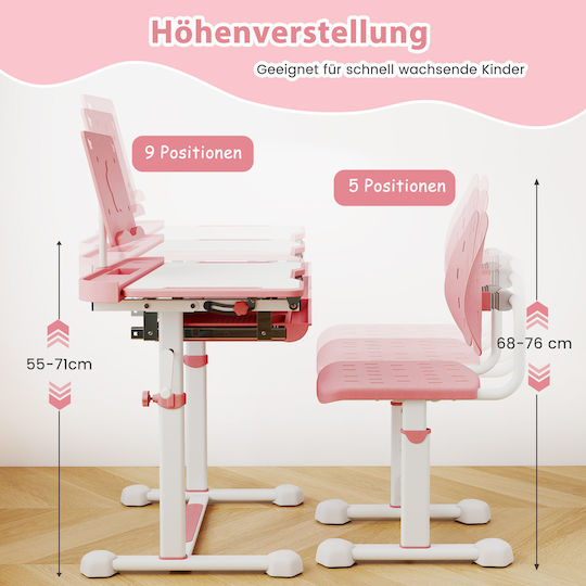 Kinderschreibtisch aus Melamin Rosa