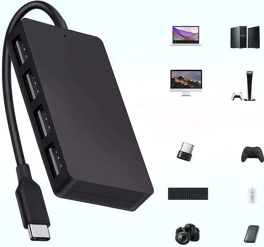 Techsuit USB Hub 4 Ports USB 3.0 with USB-C Connection