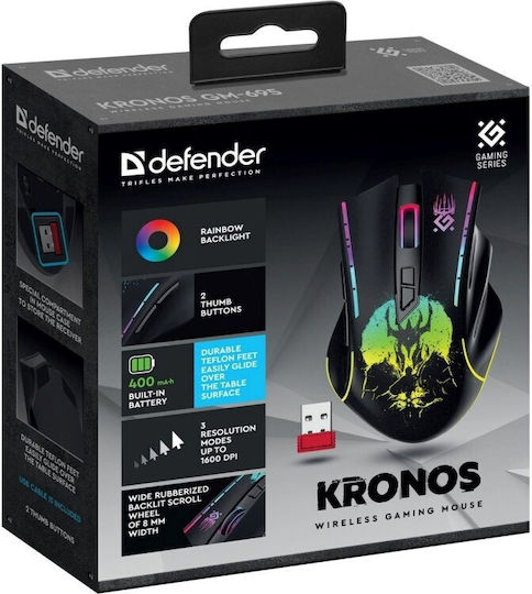 Defender Kronos GM-695 Drahtlos RGB Gaming Gaming Maus Schwarz