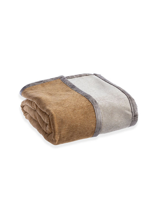 Nef-Nef Homeware New Tanger Armchair Throw 2 Sides 180x180cm Brown Ecru
