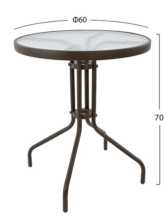 Masa pentru spații exterioare mici Metalic cu suprafață din sticlă Adam CAFE 60x60x68buc