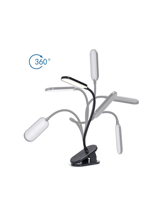 Aigostar Επαναφορτιζόμενο LED Φωτιστικό Γραφείου και Κλιπ σε Μαύρο Χρώμα