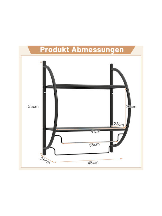 Costway Επιτοίχια με Βίδες ​45x25.5cm Μαύρη