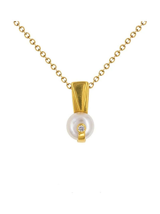 14K White Gold Pendant Pearl Zircon F126480
