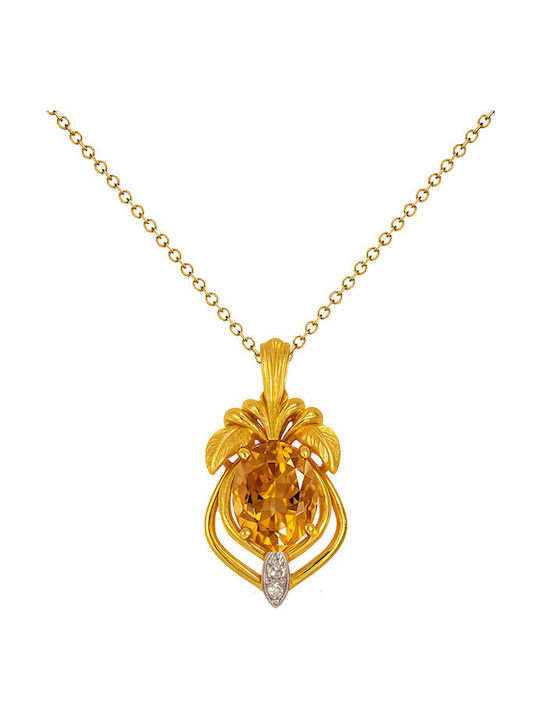 Μενταγιόν Κ18 Χρυσό Citrine Διαμάντι F126452 Μενταγιόν Κ18 Χρυσό Citrine Διαμάντι F126452